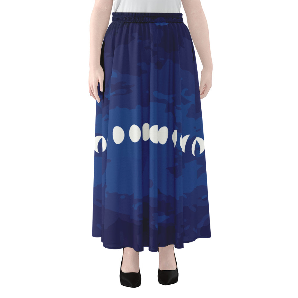 Starry Sky Lunar Phase Print Chiffon Maxi Skirt