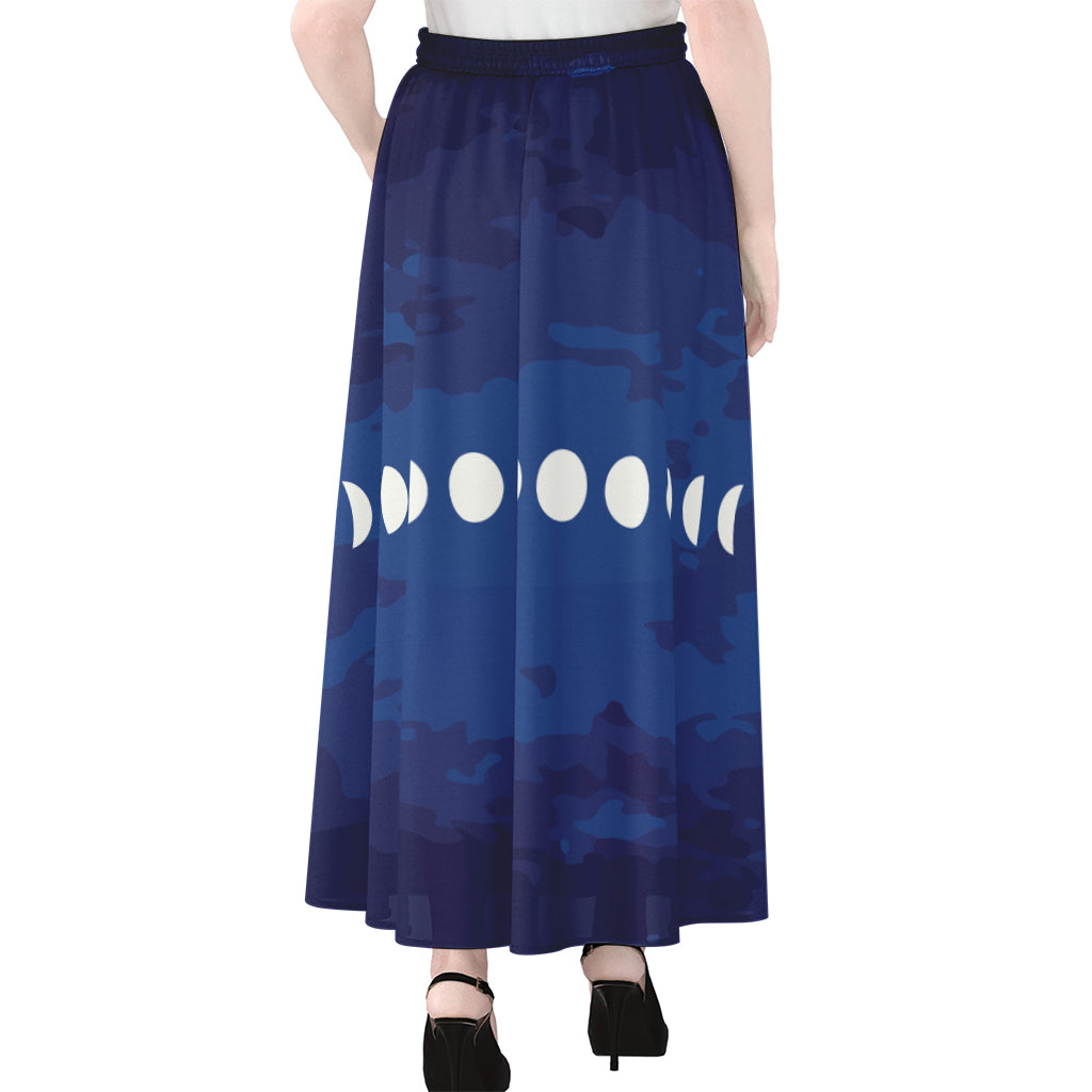 Starry Sky Lunar Phase Print Chiffon Maxi Skirt