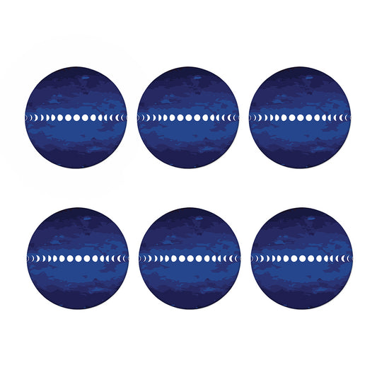 Starry Sky Lunar Phase Print Coaster Set