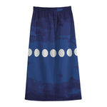 Starry Sky Lunar Phase Print Cotton Front Slit Maxi Skirt