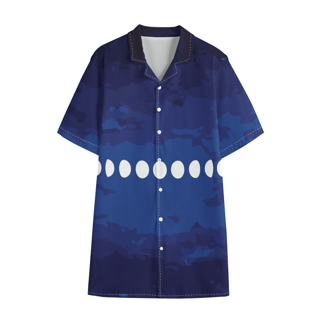 Starry Sky Lunar Phase Print Cotton Hawaiian Shirt