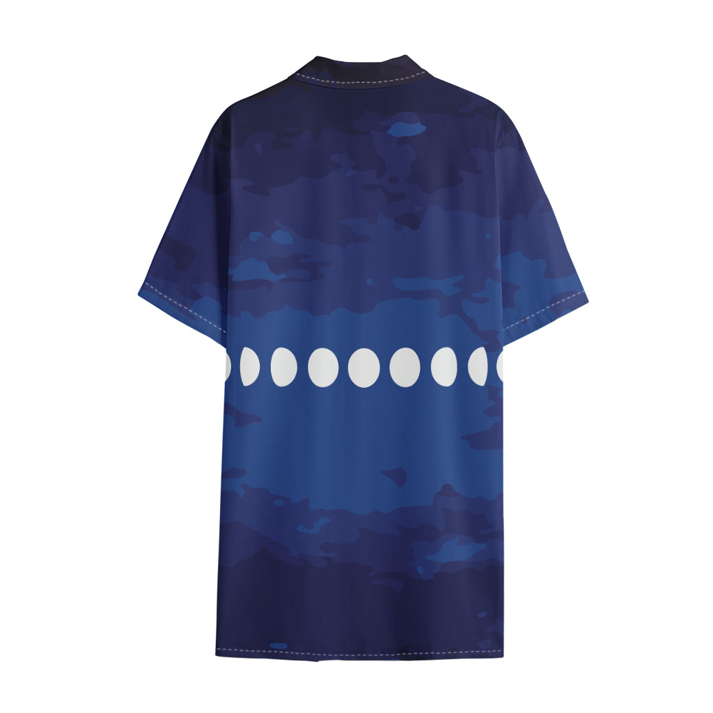 Starry Sky Lunar Phase Print Cotton Hawaiian Shirt