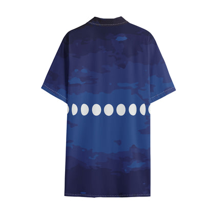 Starry Sky Lunar Phase Print Cotton Hawaiian Shirt