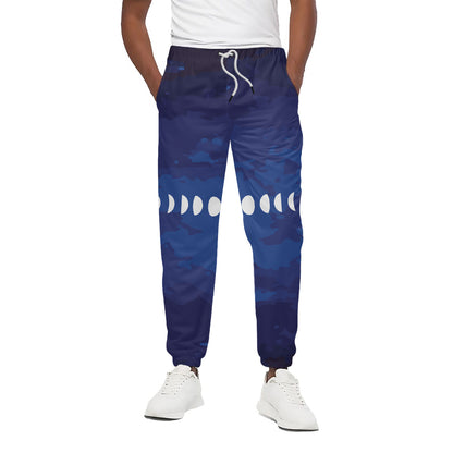 Starry Sky Lunar Phase Print Cotton Pants