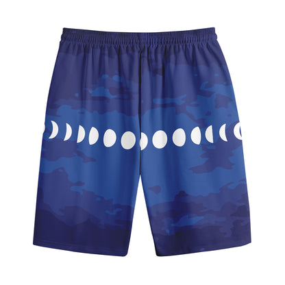Starry Sky Lunar Phase Print Cotton Shorts