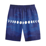 Starry Sky Lunar Phase Print Cotton Shorts