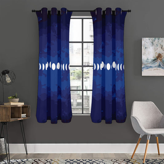 Starry Sky Lunar Phase Print Curtain