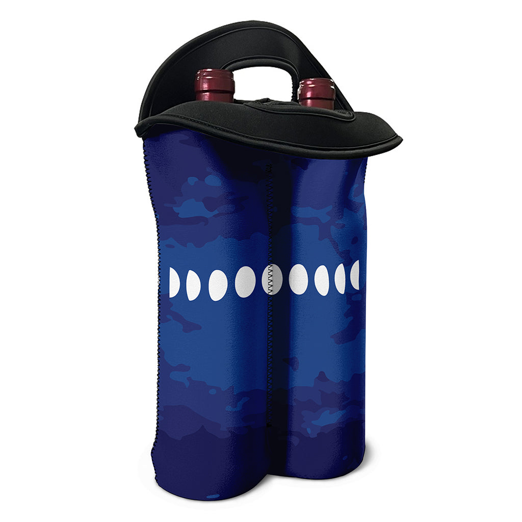 Starry Sky Lunar Phase Print Double Neoprene Wine Tote
