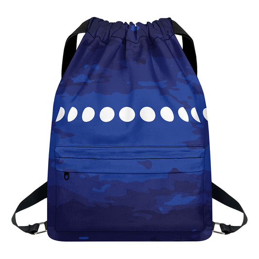 Starry Sky Lunar Phase Print Drawstring Backpack