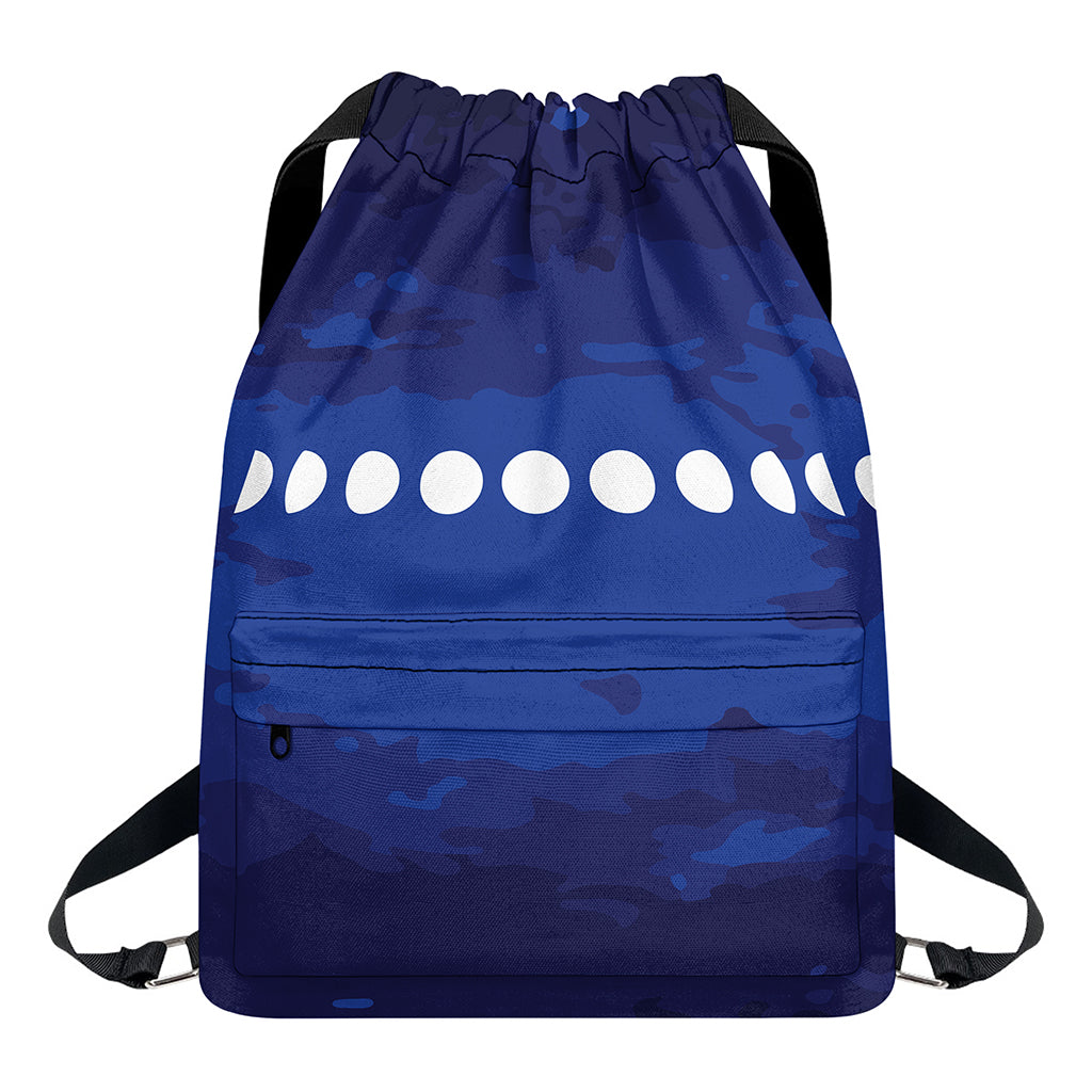 Starry Sky Lunar Phase Print Drawstring Backpack