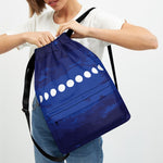 Starry Sky Lunar Phase Print Drawstring Backpack