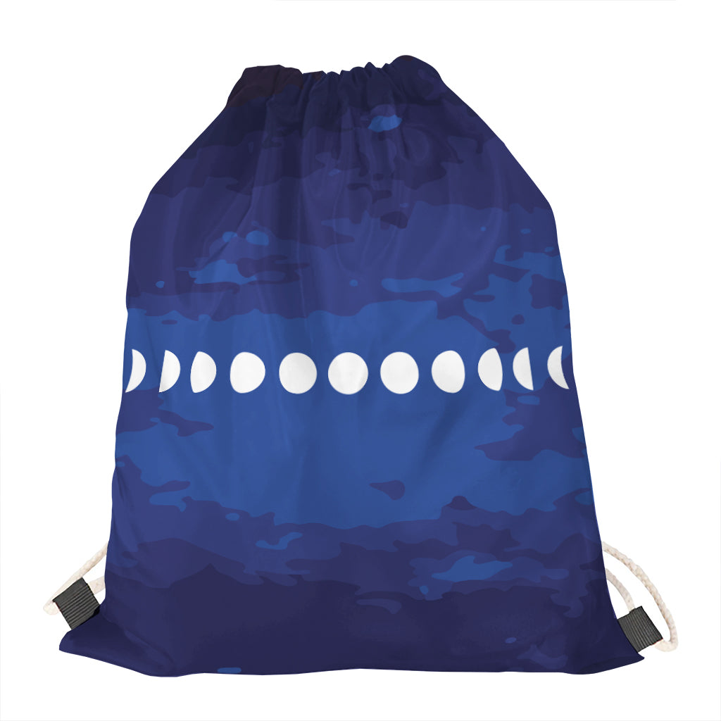 Starry Sky Lunar Phase Print Drawstring Bag