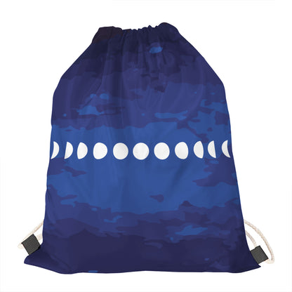 Starry Sky Lunar Phase Print Drawstring Bag
