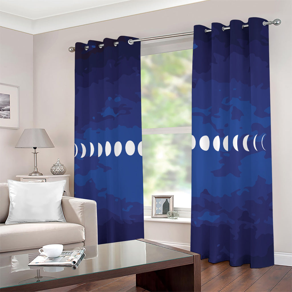 Starry Sky Lunar Phase Print Extra Wide Grommet Curtains