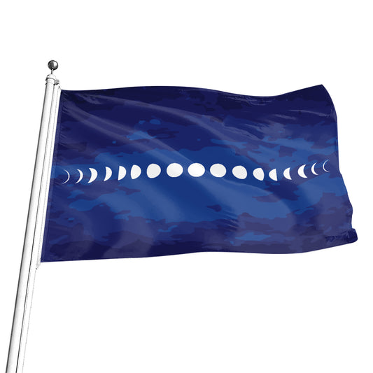 Starry Sky Lunar Phase Print Flag