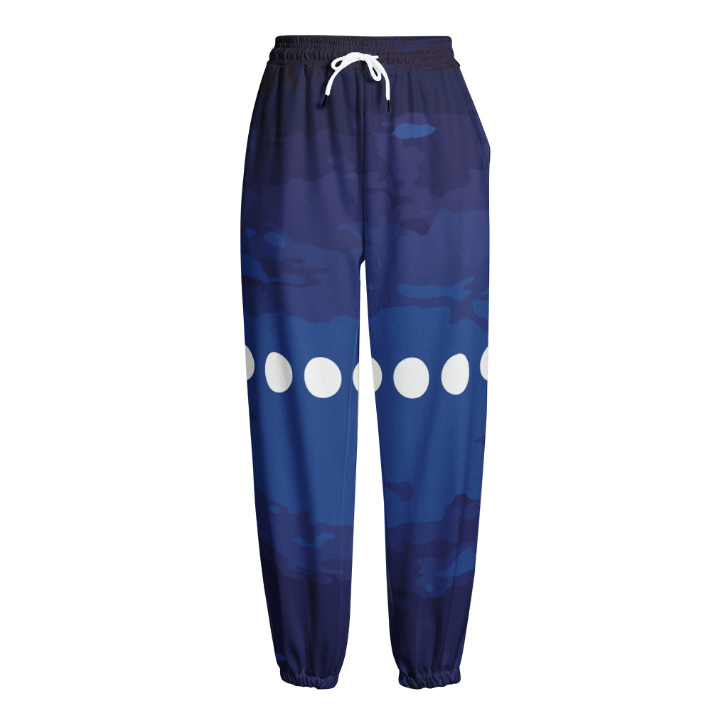 Starry Sky Lunar Phase Print Fleece Lined Knit Pants