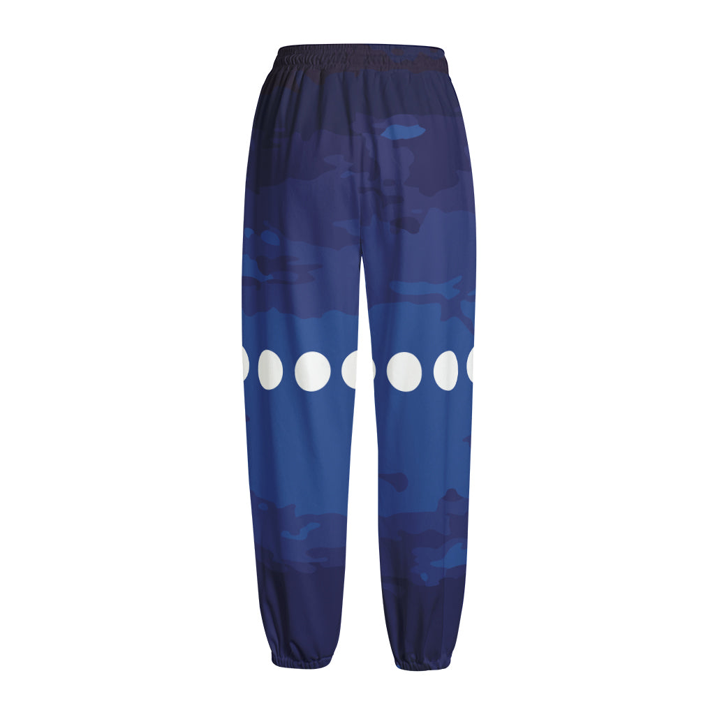 Starry Sky Lunar Phase Print Fleece Lined Knit Pants