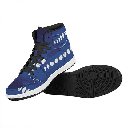 Starry Sky Lunar Phase Print High Top Leather Sneakers
