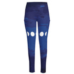 Starry Sky Lunar Phase Print High-Waisted Pocket Leggings