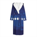 Starry Sky Lunar Phase Print Hooded Bathrobe