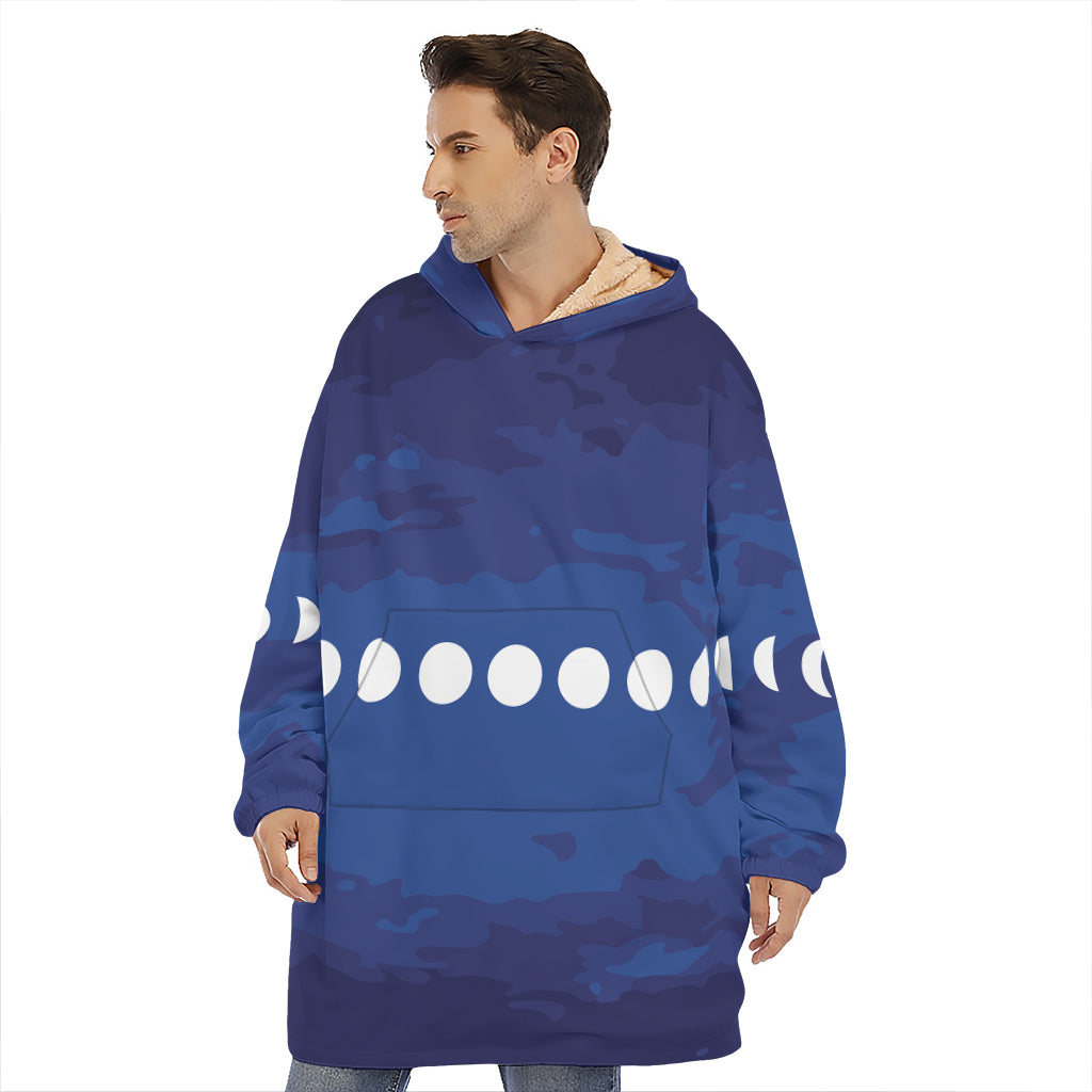 Starry Sky Lunar Phase Print Hoodie Blanket