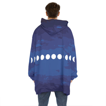 Starry Sky Lunar Phase Print Hoodie Blanket