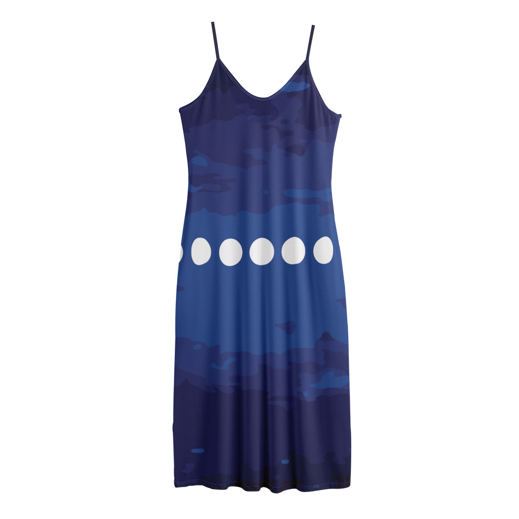 Starry Sky Lunar Phase Print Jersey Midi Cami Dress
