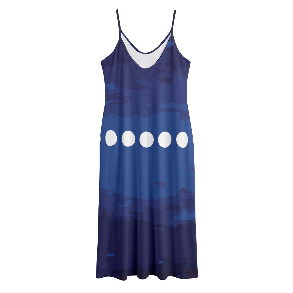 Starry Sky Lunar Phase Print Jersey Midi Cami Dress