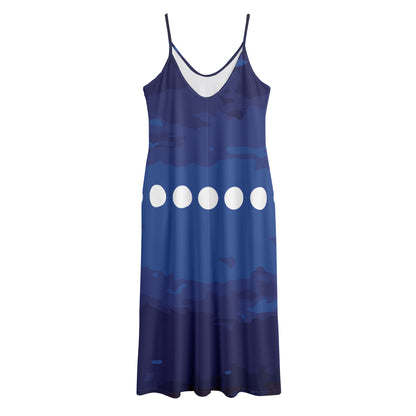 Starry Sky Lunar Phase Print Jersey Midi Cami Dress