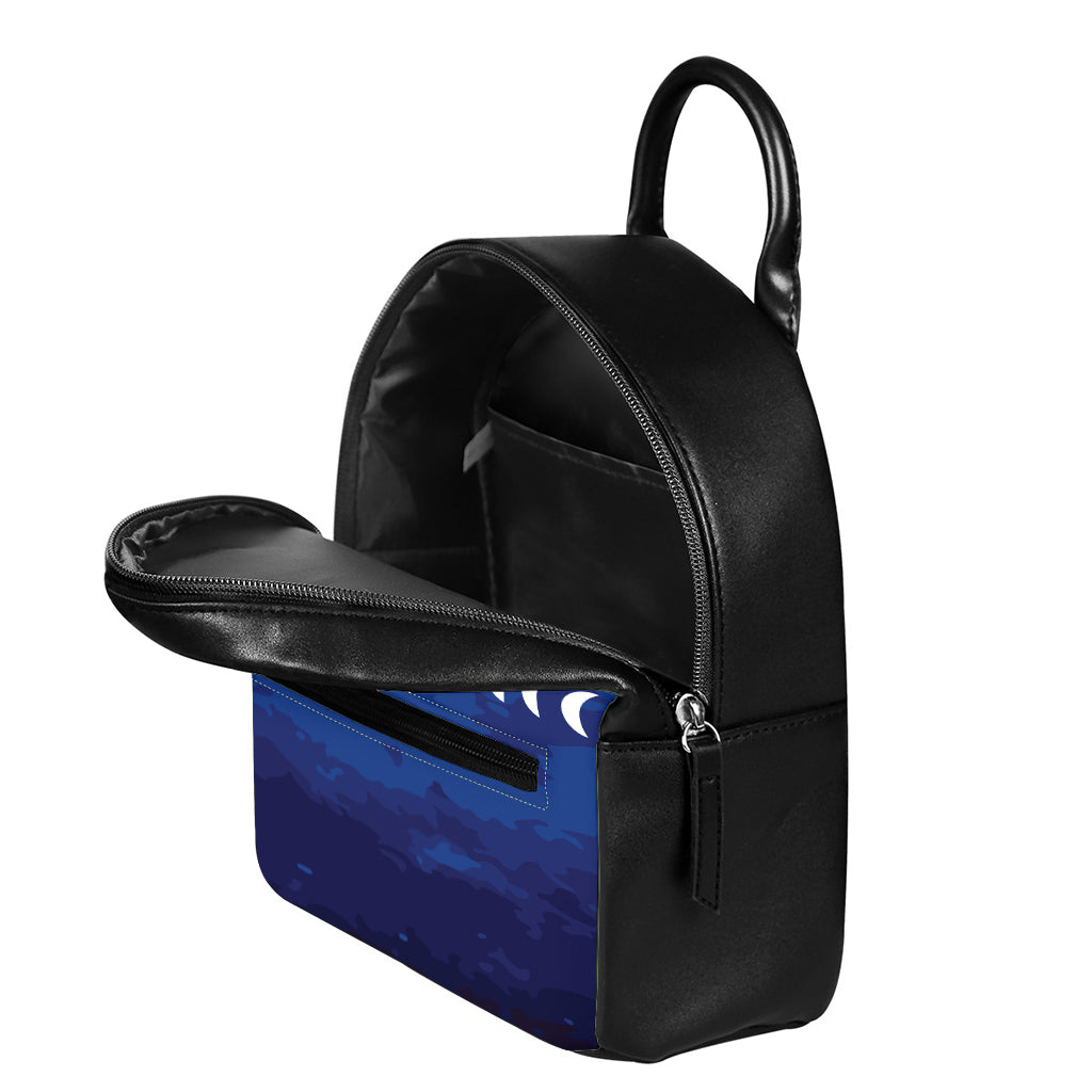 Starry Sky Lunar Phase Print Leather Backpack