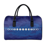 Starry Sky Lunar Phase Print Leather Duffle Bag