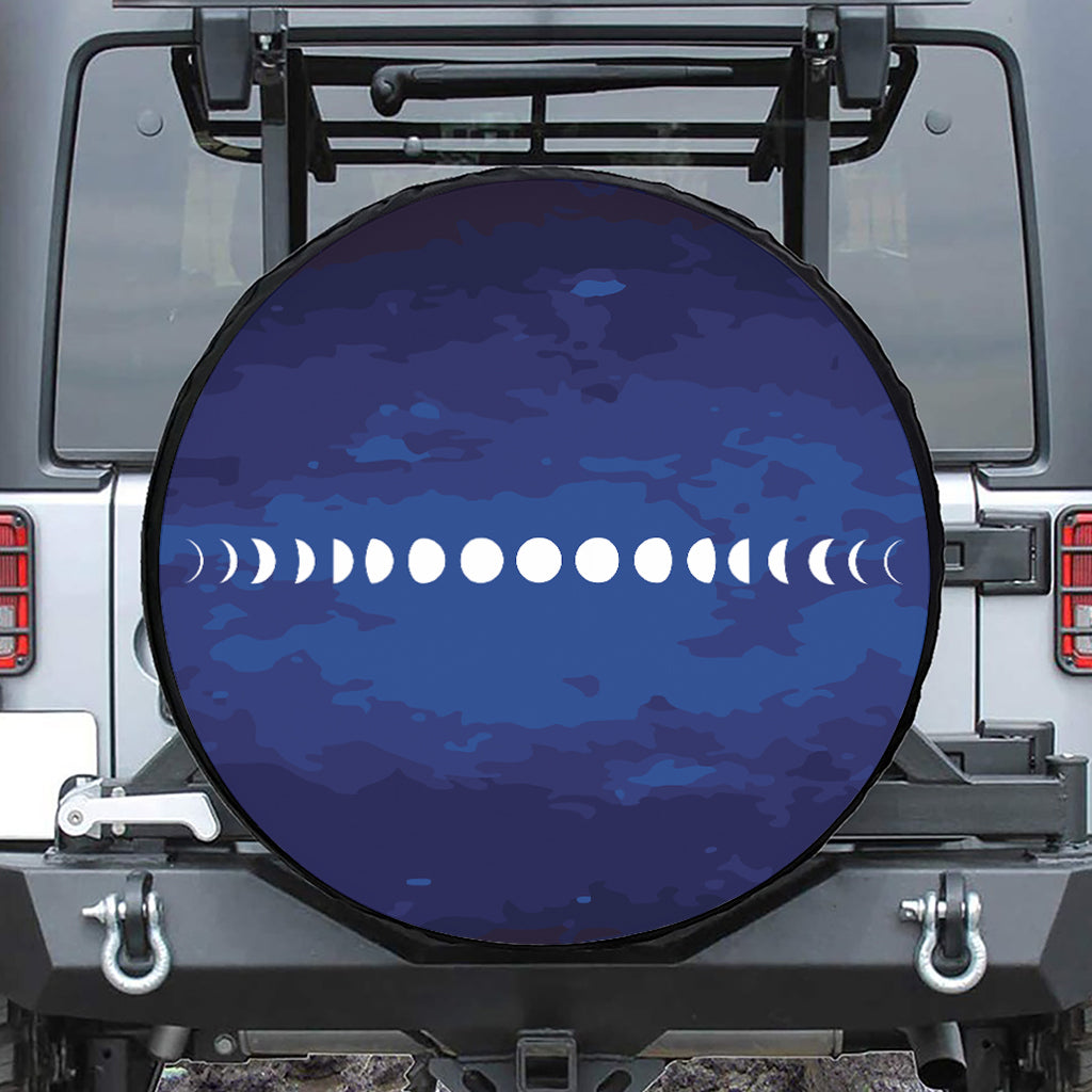 Starry Sky Lunar Phase Print Leather Spare Tire Cover
