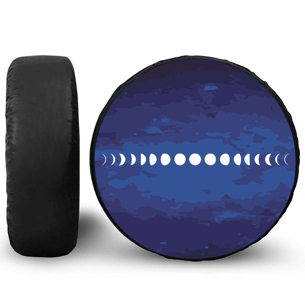 Starry Sky Lunar Phase Print Leather Spare Tire Cover