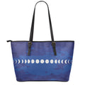 Starry Sky Lunar Phase Print Leather Tote Bag With Zipper