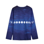 Starry Sky Lunar Phase Print Long Sleeve Short Coat