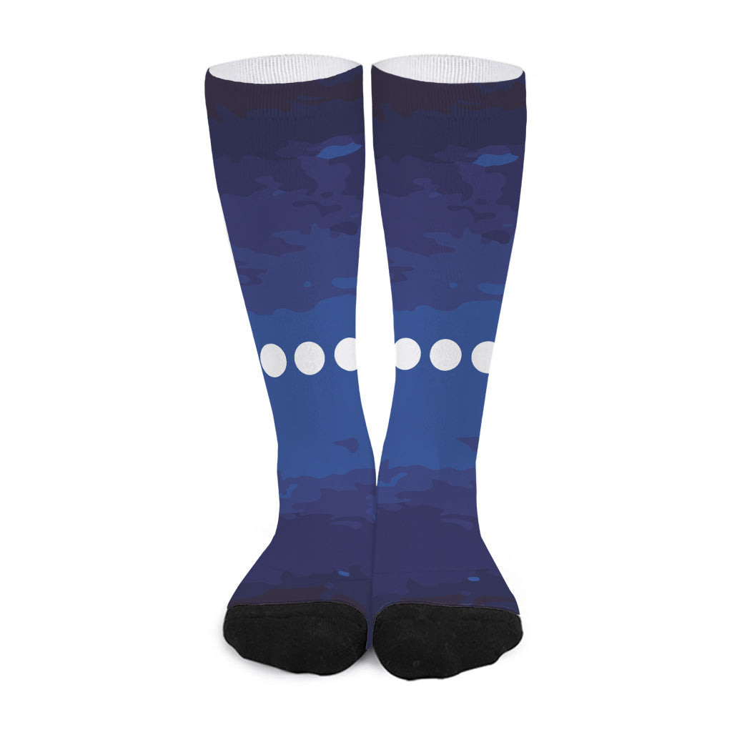 Starry Sky Lunar Phase Print Long Socks