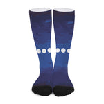 Starry Sky Lunar Phase Print Long Socks