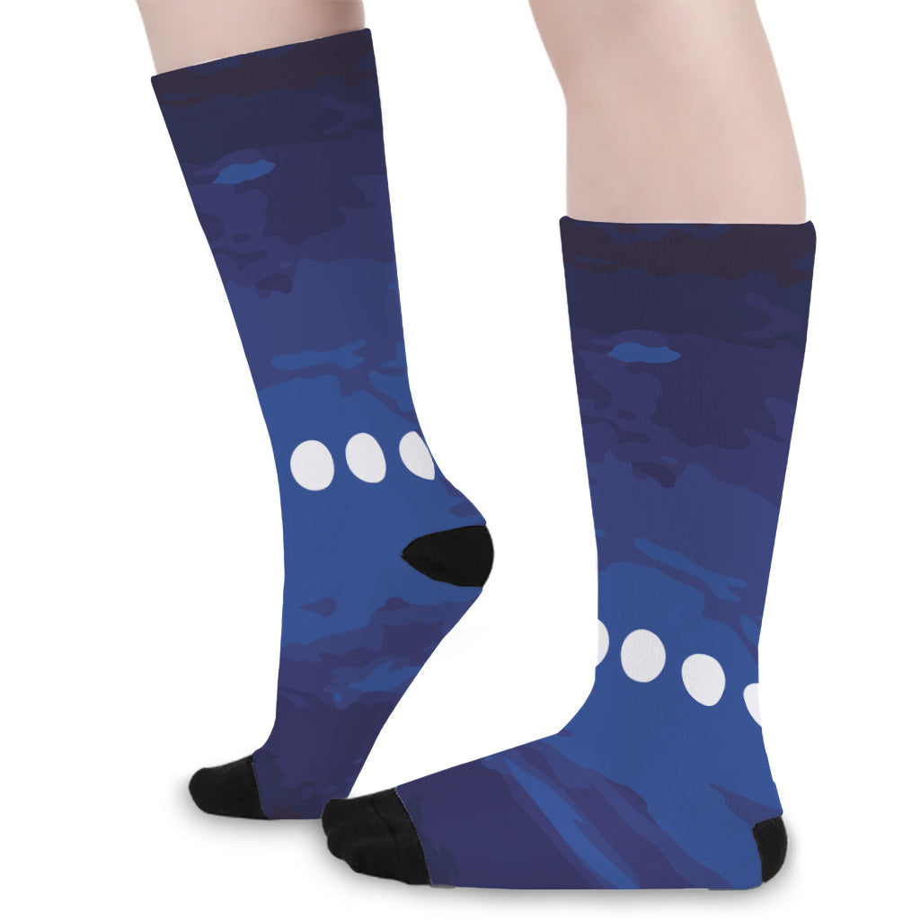 Starry Sky Lunar Phase Print Long Socks