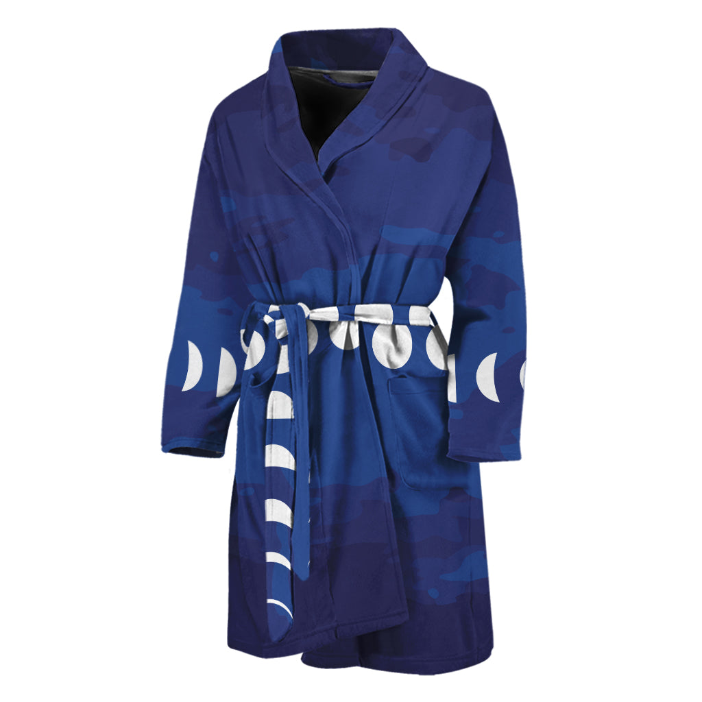 Starry Sky Lunar Phase Print Men's Bathrobe