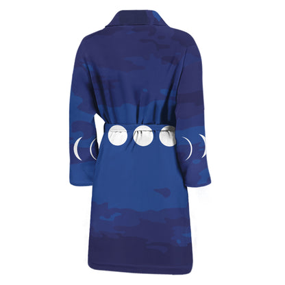 Starry Sky Lunar Phase Print Men's Bathrobe