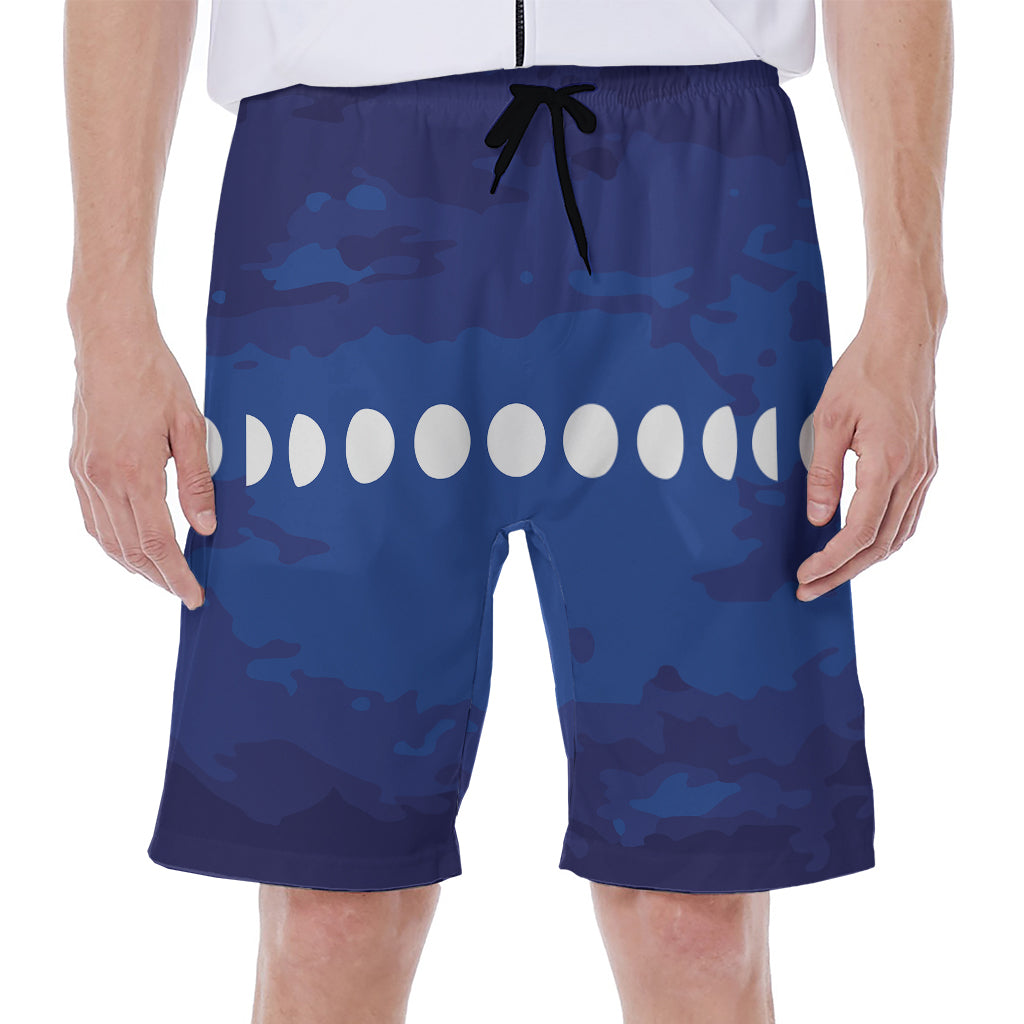Starry Sky Lunar Phase Print Men's Beach Shorts