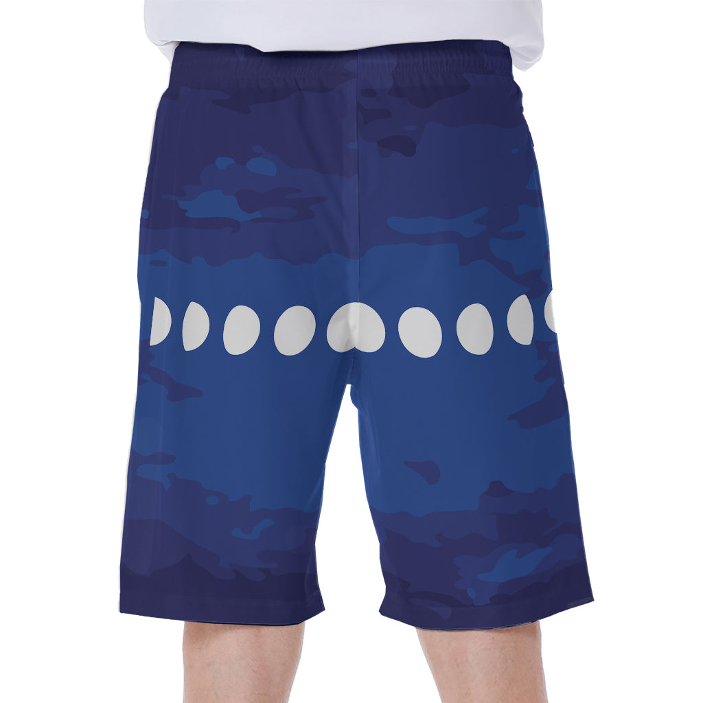 Starry Sky Lunar Phase Print Men's Beach Shorts