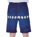 Starry Sky Lunar Phase Print Men's Beach Shorts