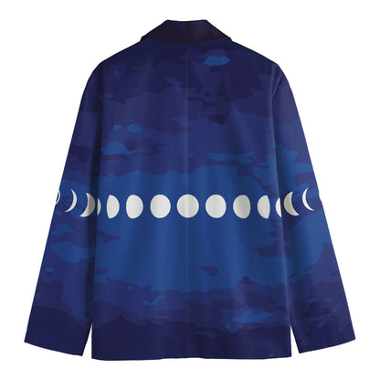 Starry Sky Lunar Phase Print Men's Blazer