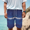 Starry Sky Lunar Phase Print Men's Cargo Shorts