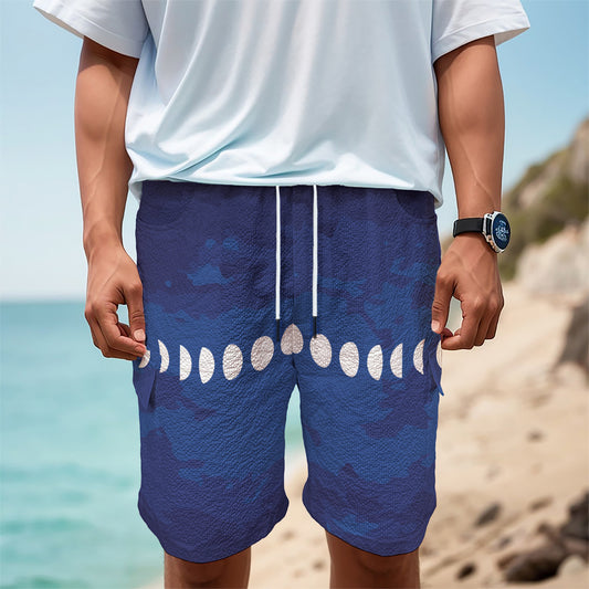 Starry Sky Lunar Phase Print Men's Cargo Shorts