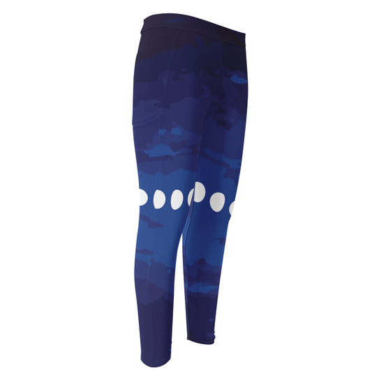Starry Sky Lunar Phase Print Men's Compression Pants