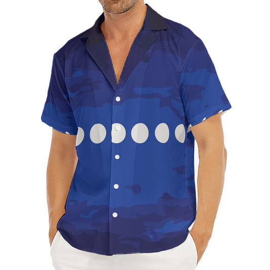 Starry Sky Lunar Phase Print Men's Deep V-Neck Shirt