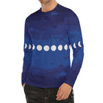 Starry Sky Lunar Phase Print Men's Long Sleeve Rash Guard