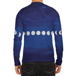 Starry Sky Lunar Phase Print Men's Long Sleeve Rash Guard